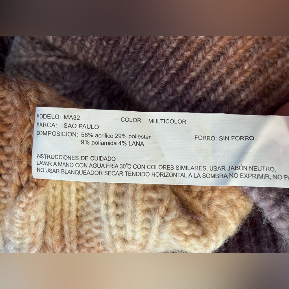 Sao Paulo Ombre Cable Knit Sweater XL Cozy Chunky Knit Neutral Fall Winter - Picture 4 of 7